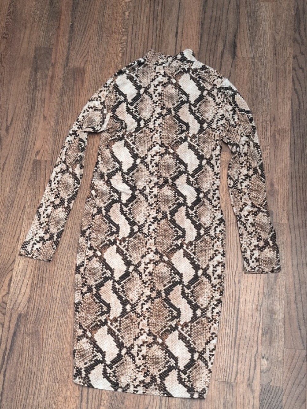 Leith Snake-Print Midi Dress in Brown Black Cream - Picture 4 of 4